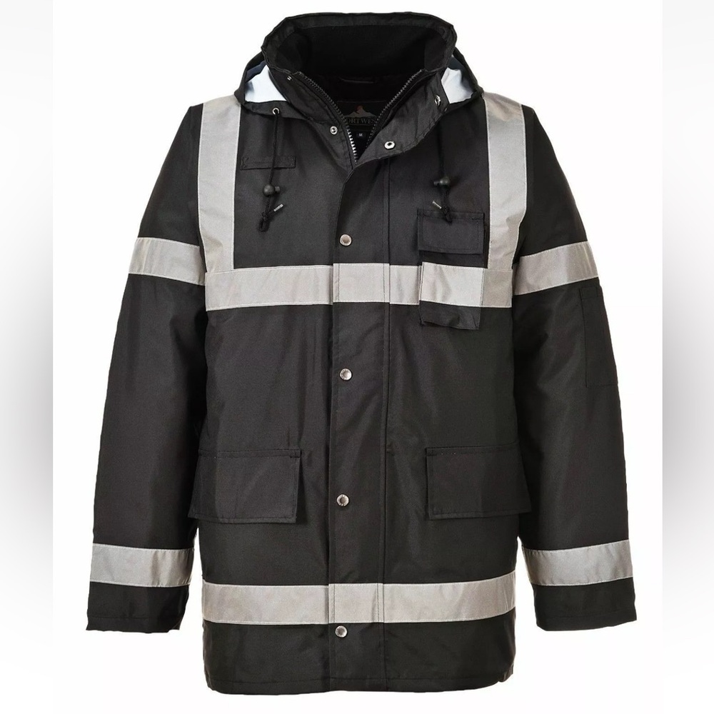 Port West Black Safety Jacket Iona Lite Insulated Reflective Size Large